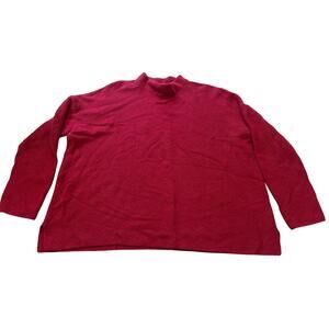 J Jill Pullover Sweater Women's XL Red Mock Neck Long Sleeve Knit Oversized